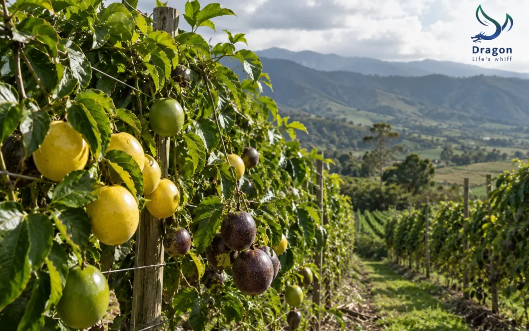 Passion fruit in Colombia: maracuya for juice, gulupa for Europe